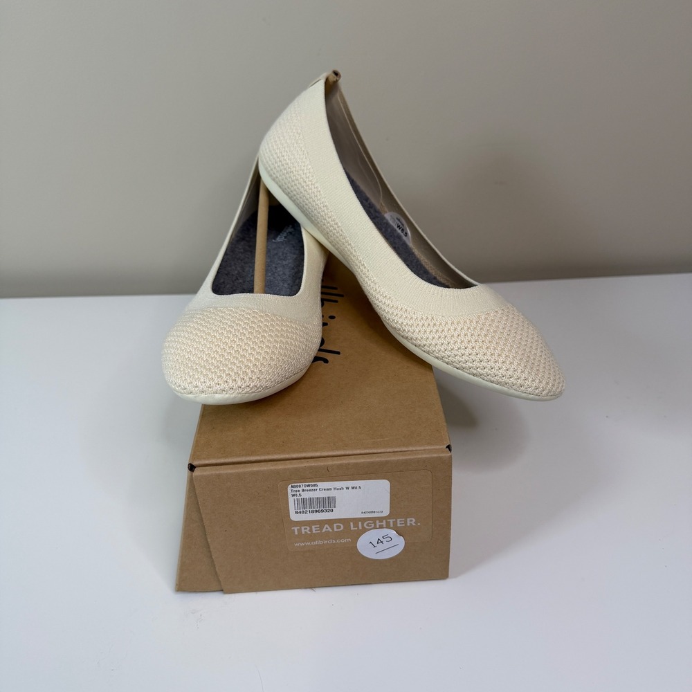 Allbirds Tree Breezer Ballet Flats Cream 8.5 Sustainable Breathable New in Box